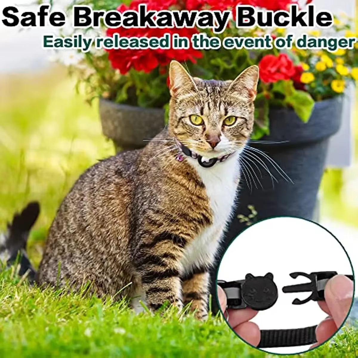 1Pcs Pet Airtag Cat Collar Breakaway, Reflective Kitten Collar with Apple Air Tag Holder and Bell for Girl Boy Cats, 0.4 Inches